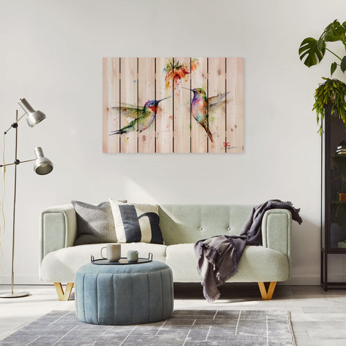Twos Company Hummingbirds by Crouser DaydreamHQ Fine Art on Wood 44x30