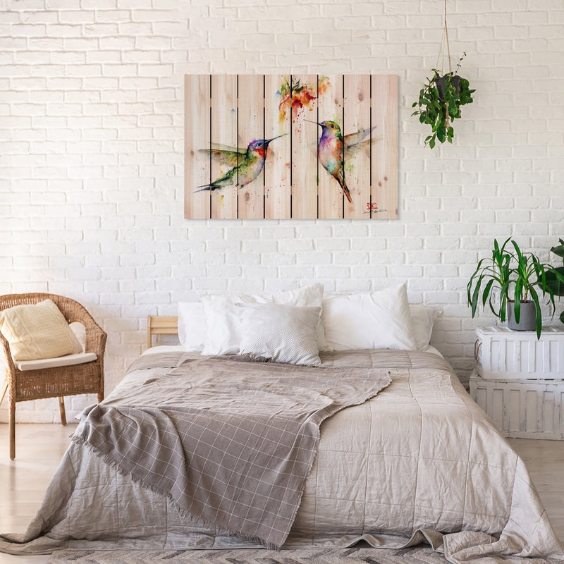 Twos Company Hummingbirds by Crouser DaydreamHQ Fine Art on Wood