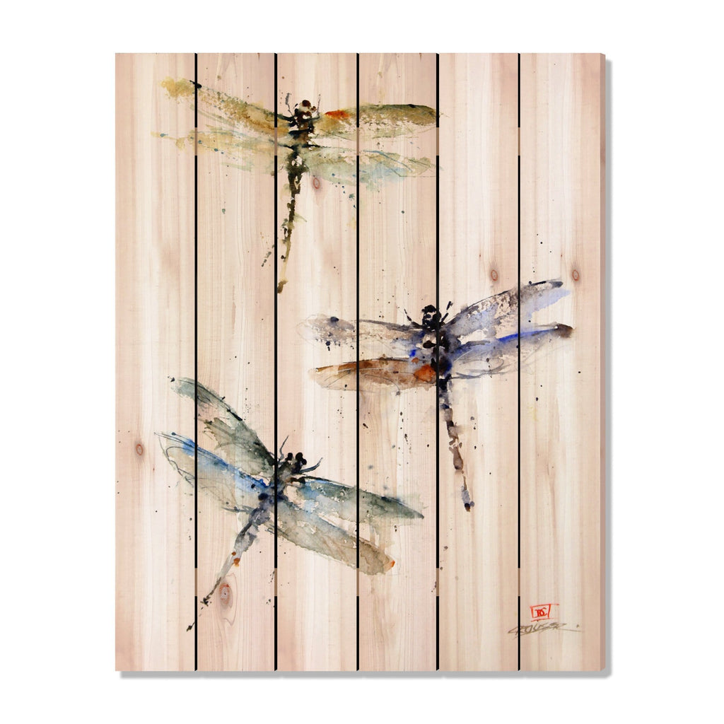 Three Dragonflies by Crouser DaydreamHQ Fine Art on Wood 32x42