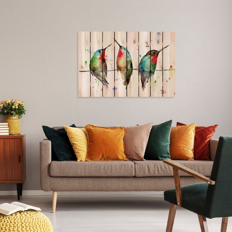 Three Hummers by Crouser DaydreamHQ Fine Art on Wood