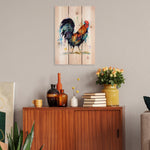 Colorful Rooster by Crouser DaydreamHQ Fine Art on Wood 16x24