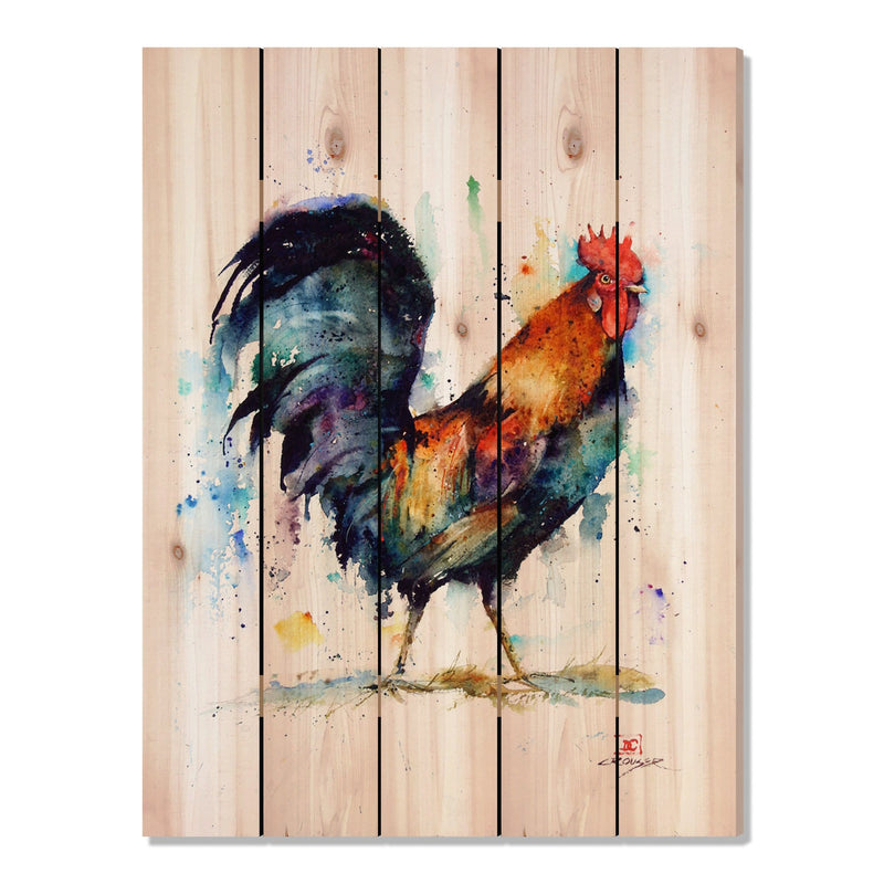 Colorful Rooster by Crouser DaydreamHQ Fine Art on Wood 28x36