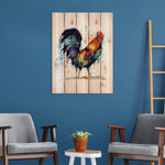 Colorful Rooster by Crouser DaydreamHQ Fine Art on Wood