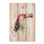Woodpecker & Acorn by Crouser DaydreamHQ Fine Art on Wood 16x24