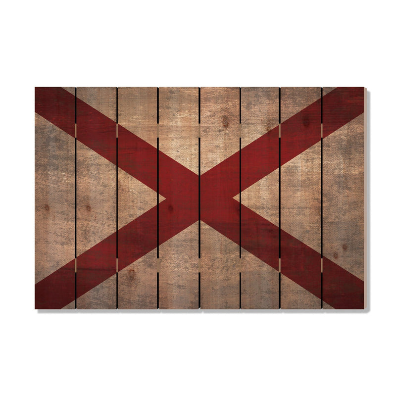 Alabama State Historic Flag on Wood DaydreamHQ Rustic Flags 44"x30"