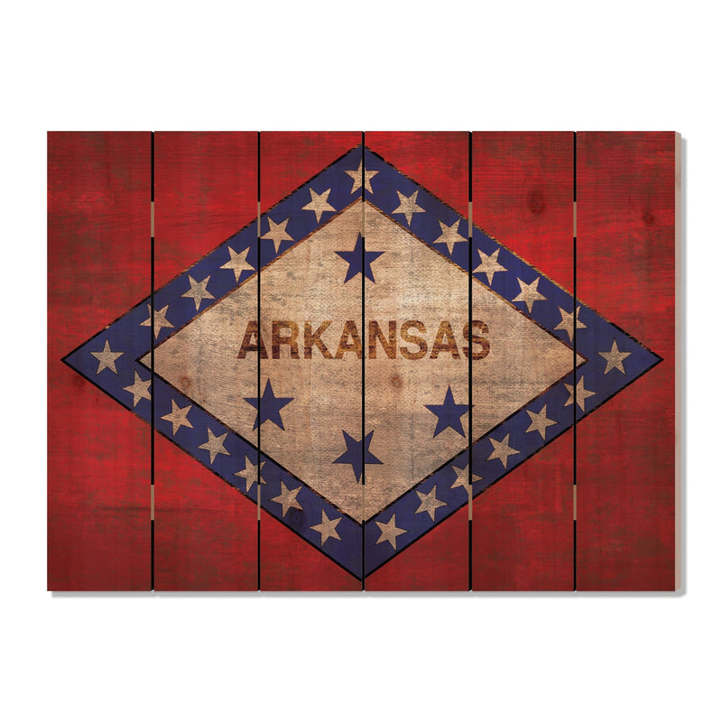 Arkansas State Historic Flag on Wood DaydreamHQ Rustic Flags 33"x24"