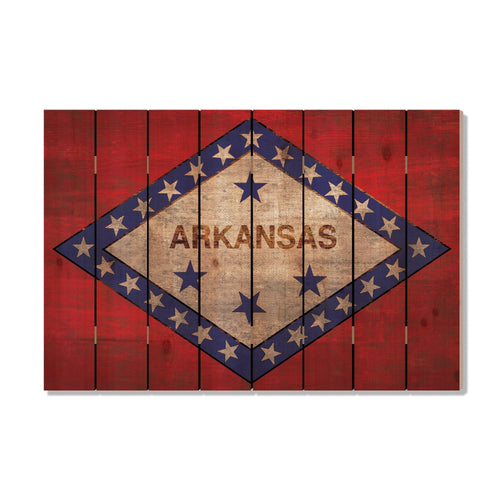 Arkansas State Historic Flag on Wood DaydreamHQ Rustic Flags 44"x30"