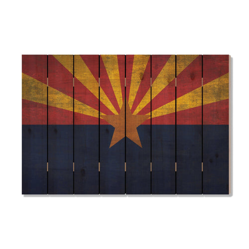 Arizona State Historic Flag on Wood DaydreamHQ Rustic Flags 44"x30"