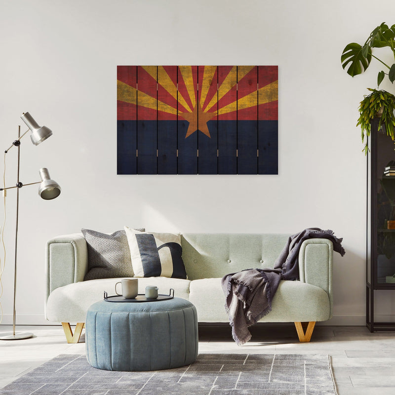 Arizona State Historic Flag on Wood DaydreamHQ Rustic Flags
