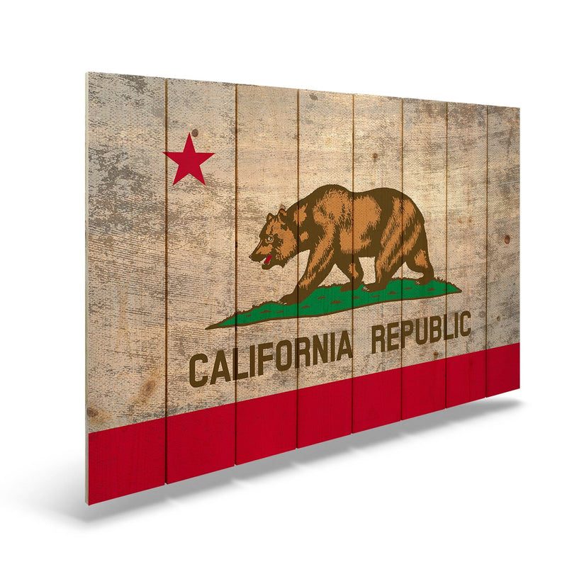 California State Historic Flag on Wood