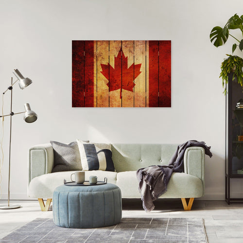 Rustic Canadian Flag on Wood DaydreamHQ Rustic Flags