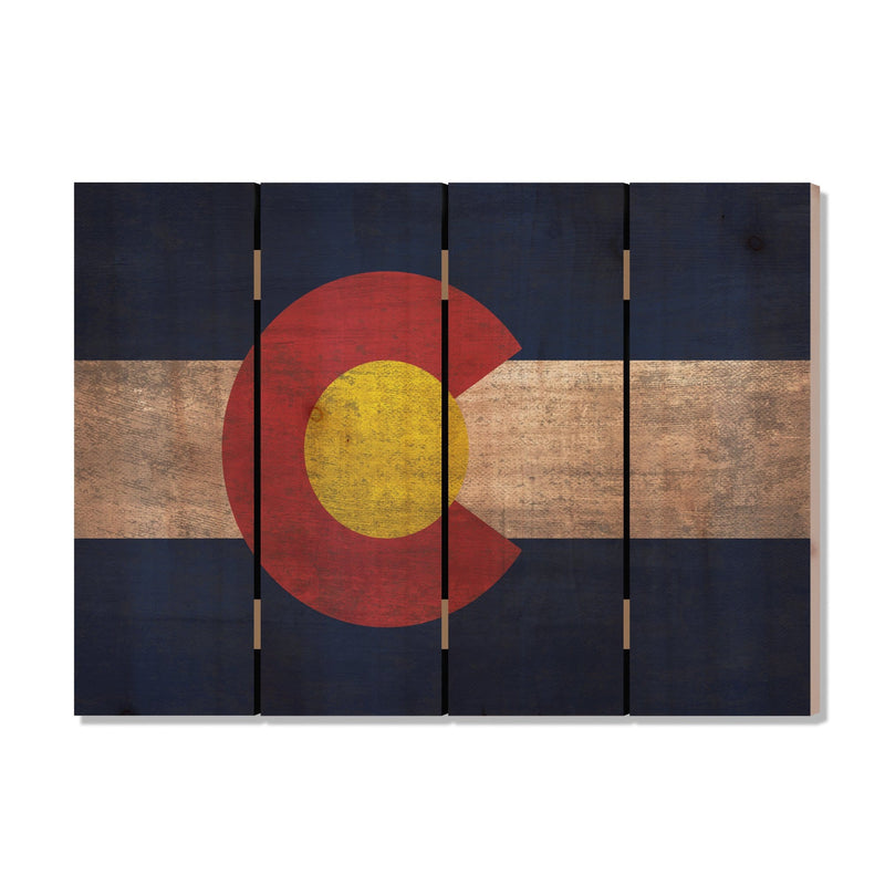 Colorado State Historic Flag on Wood DaydreamHQ Rustic Flags 22"x16"