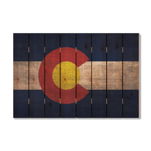 Colorado State Historic Flag on Wood DaydreamHQ Rustic Flags 44"x30"