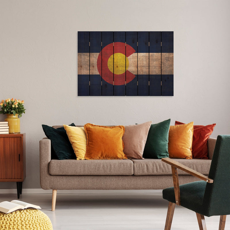 Colorado State Historic Flag on Wood DaydreamHQ Rustic Flags