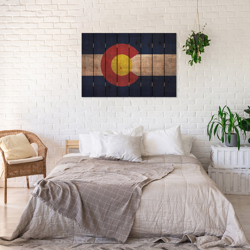 Colorado State Historic Flag on Wood DaydreamHQ Rustic Flags