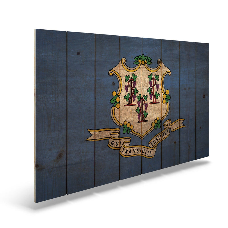 Connecticut State Historic Flag on Wood