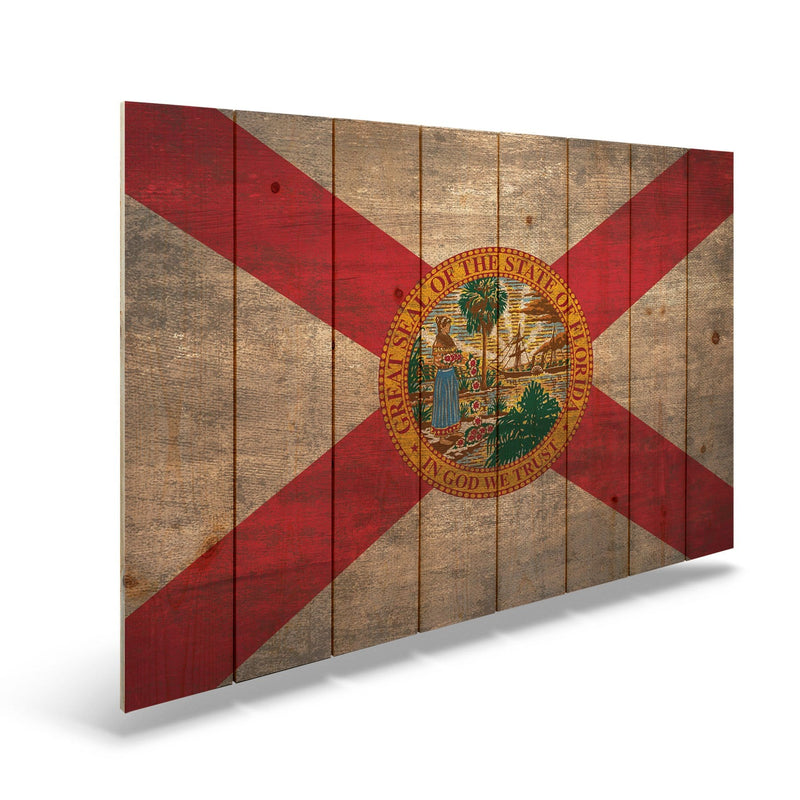 Florida State Historic Flag on Wood