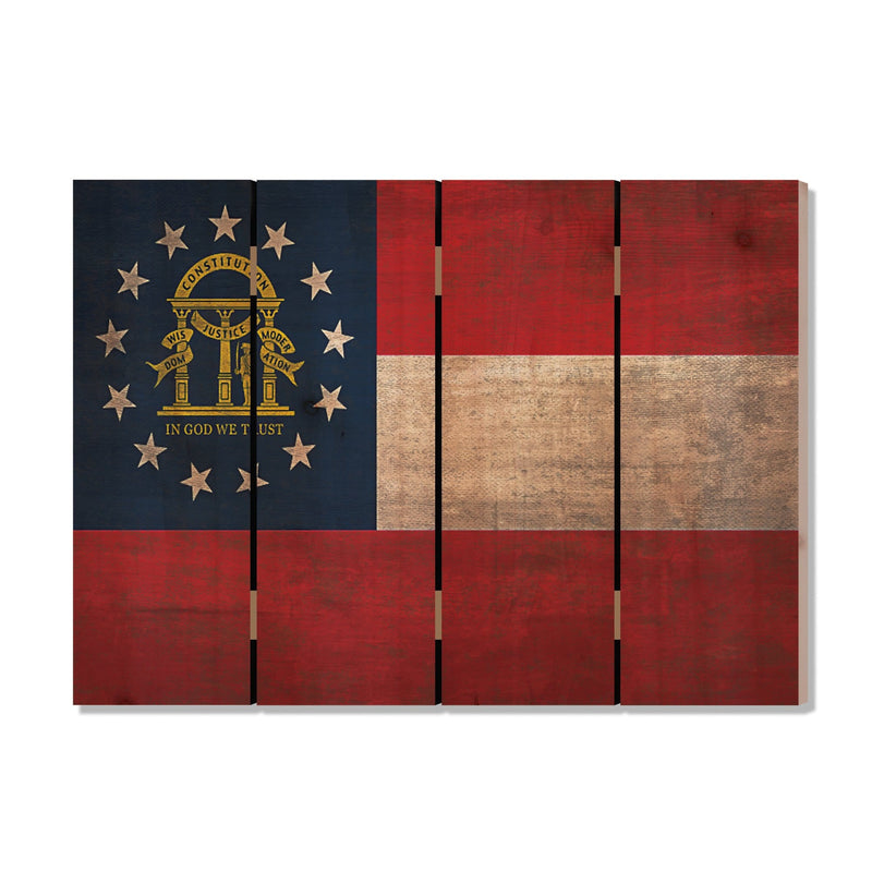 Georgia State Historic Flag on Wood DaydreamHQ Rustic Flags 22"x16"