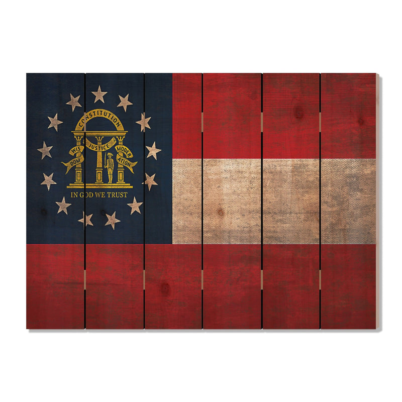 Georgia State Historic Flag on Wood DaydreamHQ Rustic Flags 33"x24"