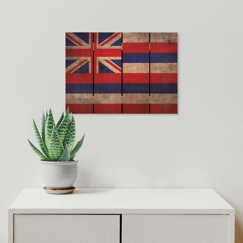 Hawaii State Historic Flag on Wood DaydreamHQ Rustic Flags
