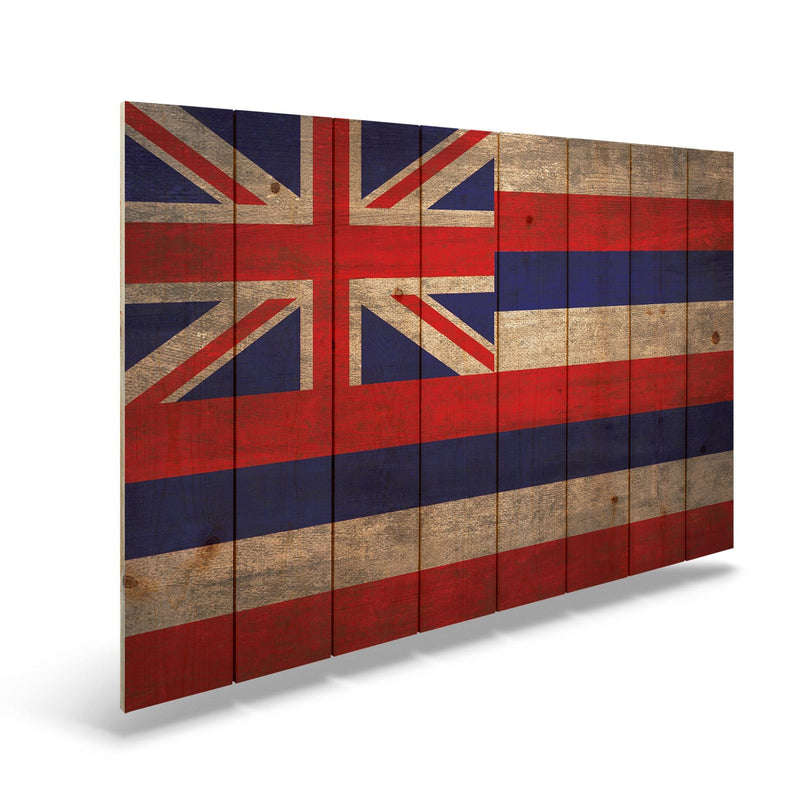 Hawaii State Historic Flag on Wood