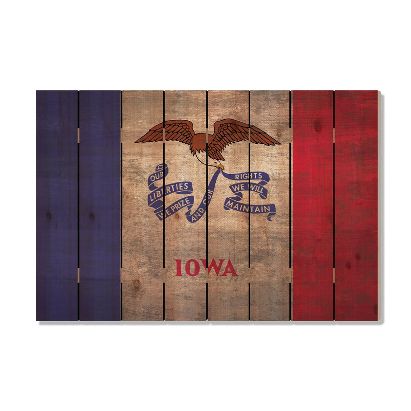 Iowa State Historic Flag on Wood DaydreamHQ Rustic Flags 44"x30"