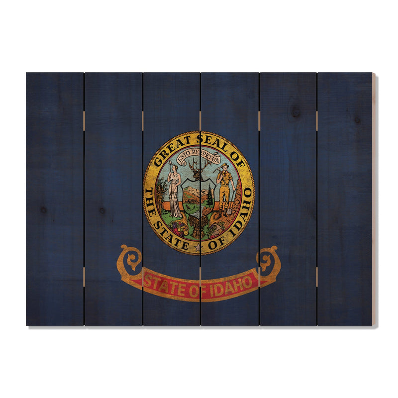 Idaho State Historic Flag on Wood DaydreamHQ Rustic Flags 33"x24"