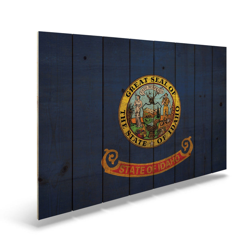 Idaho State Historic Flag on Wood