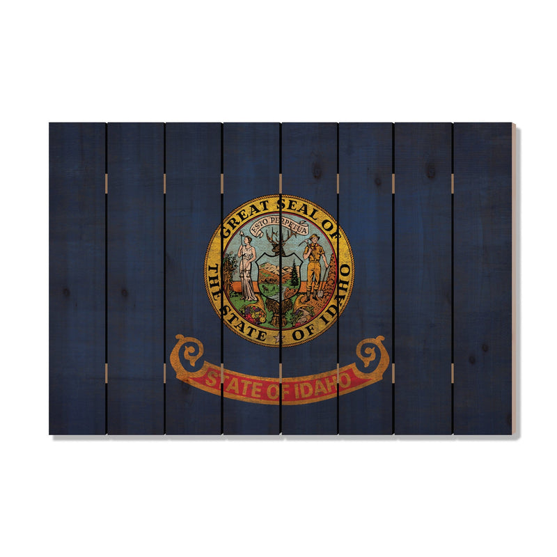 Idaho State Historic Flag on Wood DaydreamHQ Rustic Flags 44"x30"