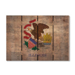 Illinois State Historic Flag on Wood DaydreamHQ Rustic Flags 22"x16"