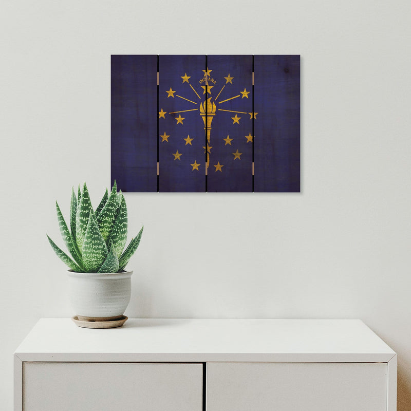 Indiana State Historic Flag on Wood DaydreamHQ Rustic Flags