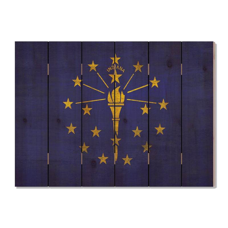 Indiana State Historic Flag on Wood DaydreamHQ Rustic Flags 33"x24"