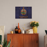 Kansas State Historic Flag on Wood DaydreamHQ Rustic Flags 22"x16"