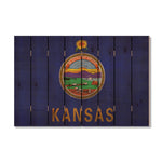 Kansas State Historic Flag on Wood DaydreamHQ Rustic Flags 44"x30"