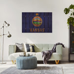 Kansas State Historic Flag on Wood DaydreamHQ Rustic Flags
