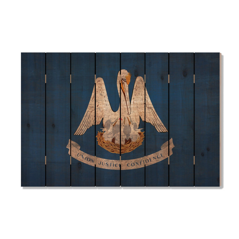 Louisiana State Historic Flag on Wood DaydreamHQ Rustic Flags 44"x30"