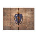 Massachusetts State Historic Flag on Wood DaydreamHQ Rustic Flags 22"x16"