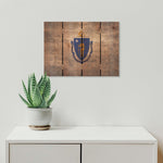 Massachusetts State Historic Flag on Wood DaydreamHQ Rustic Flags
