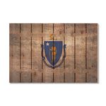 Massachusetts State Historic Flag on Wood DaydreamHQ Rustic Flags 44"x30"