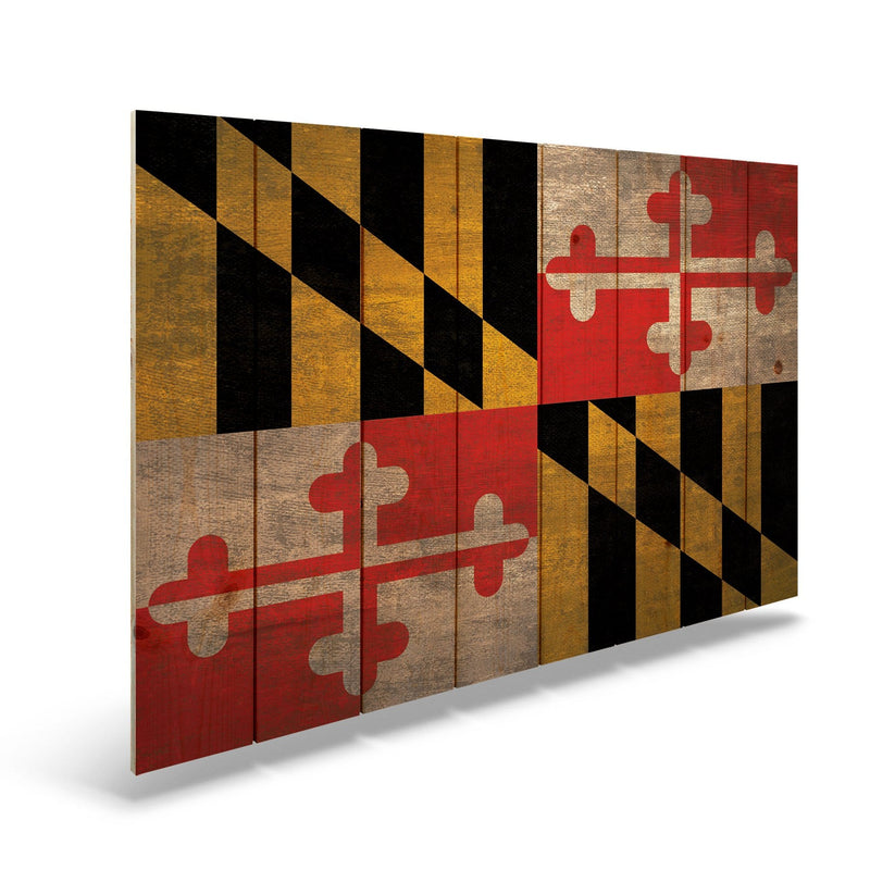 Maryland State Historic Flag on Wood