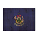 Maine State Historic Flag on Wood DaydreamHQ Rustic Flags 22"x16"