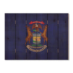 Michigan State Historic Flag on Wood DaydreamHQ Rustic Flags 33"x24"