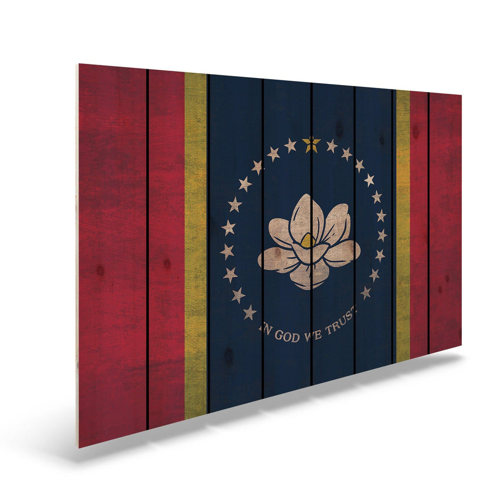 Mississippi Rustic State Flag on Wood DaydreamHQ Pine Wall Art