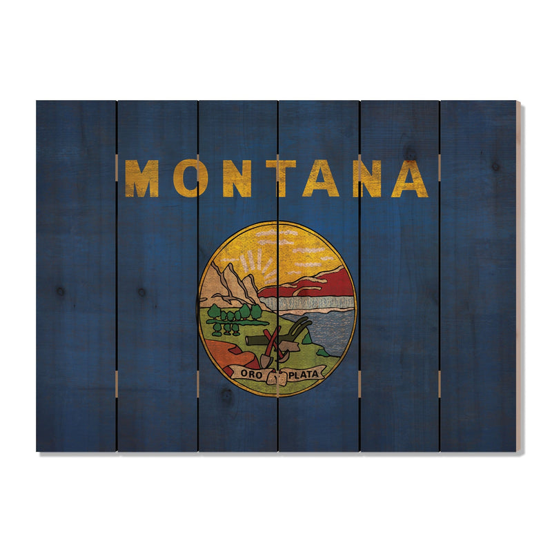 Montana State Historic Flag on Wood DaydreamHQ Rustic Flags 33"x24"