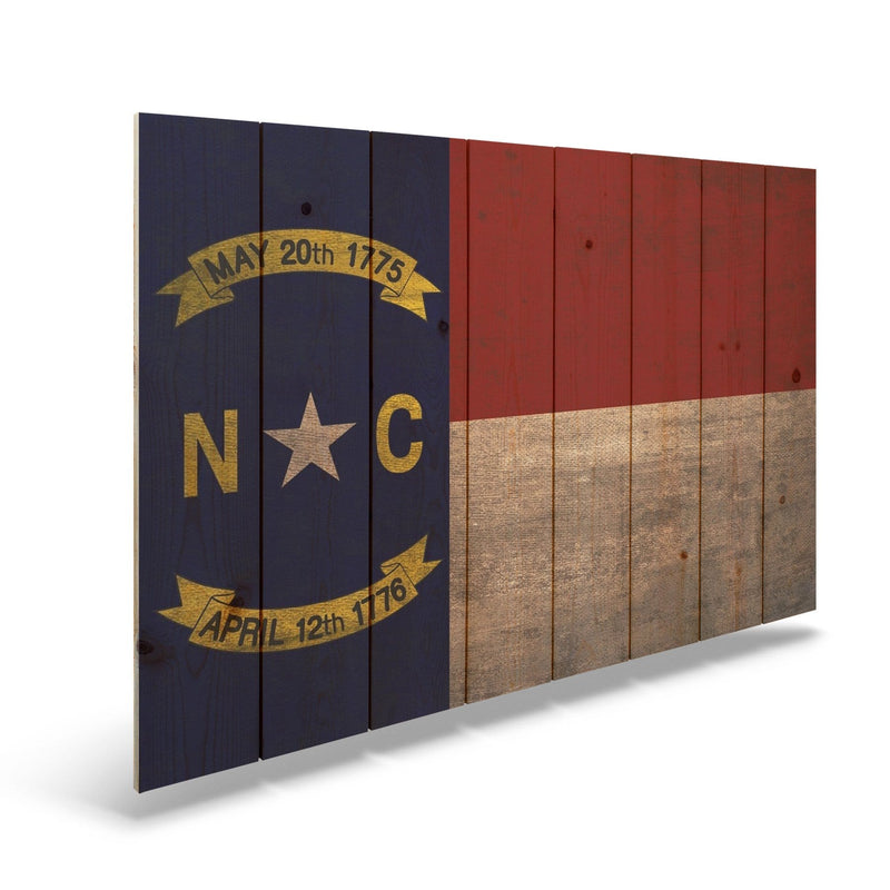 North Carolina State Historic Flag on Wood
