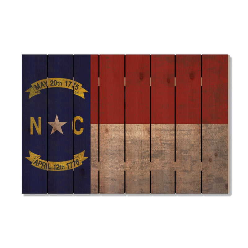 North Carolina State Historic Flag on Wood DaydreamHQ Rustic Flags 44"x30"