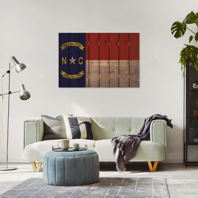 North Carolina State Historic Flag on Wood DaydreamHQ Rustic Flags