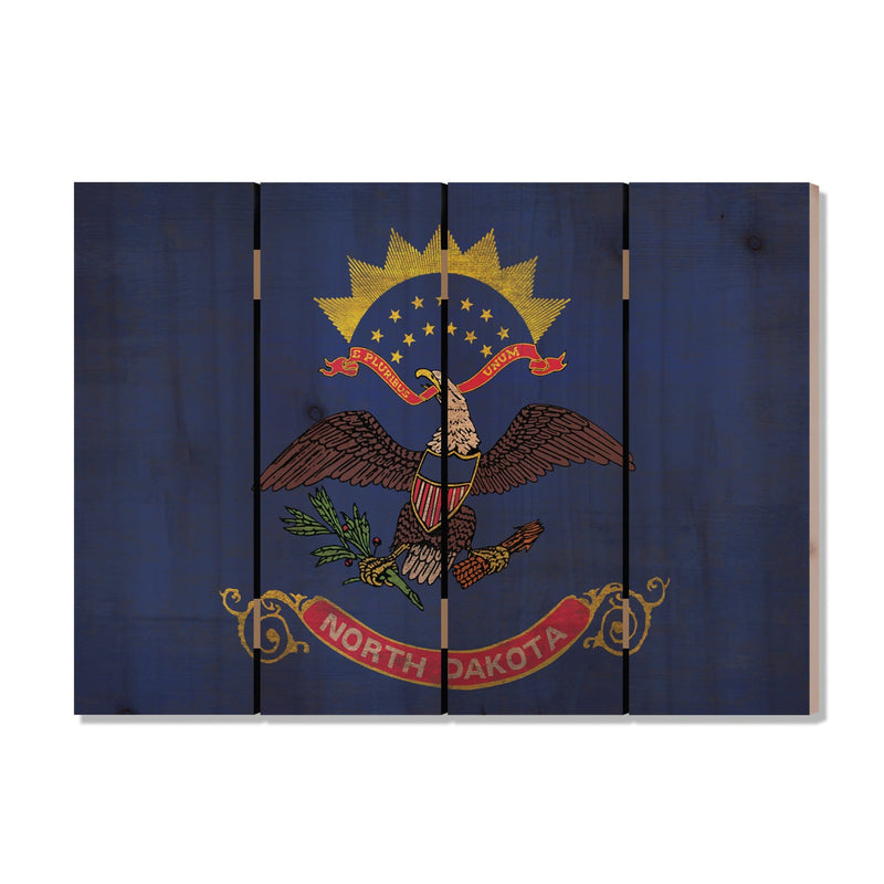 North Dakota State Historic Flag on Wood DaydreamHQ Rustic Flags 22"x16"