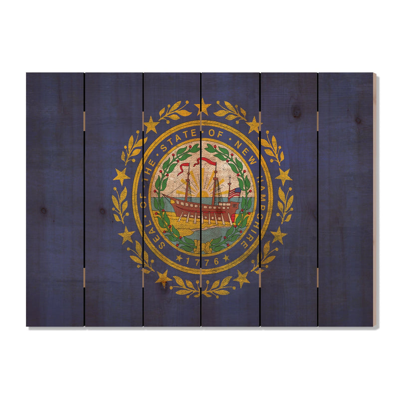 New Hampshire State Historic Flag on Wood DaydreamHQ Rustic Flags 33"x24"