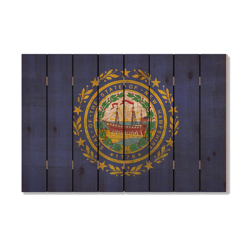 New Hampshire State Historic Flag on Wood DaydreamHQ Rustic Flags 44"x30"